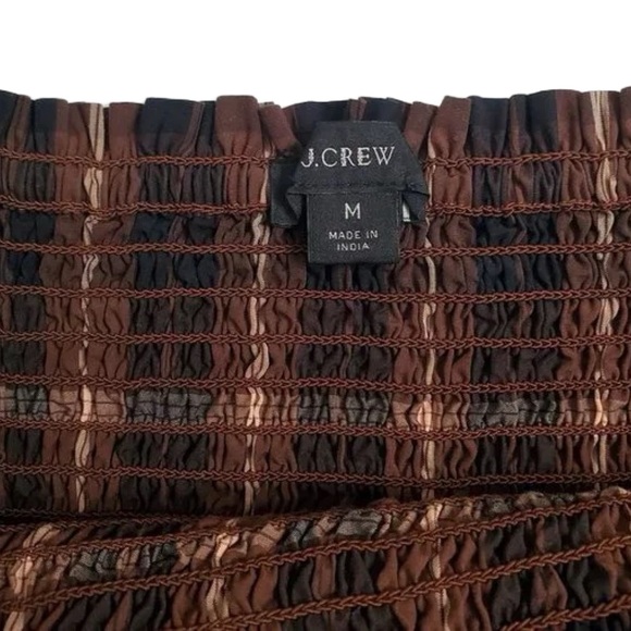 J.Crew Smocked puff-sleeve dress in Friday Plaid Size Medium Smocked Waist EUC - Picture 6 of 11